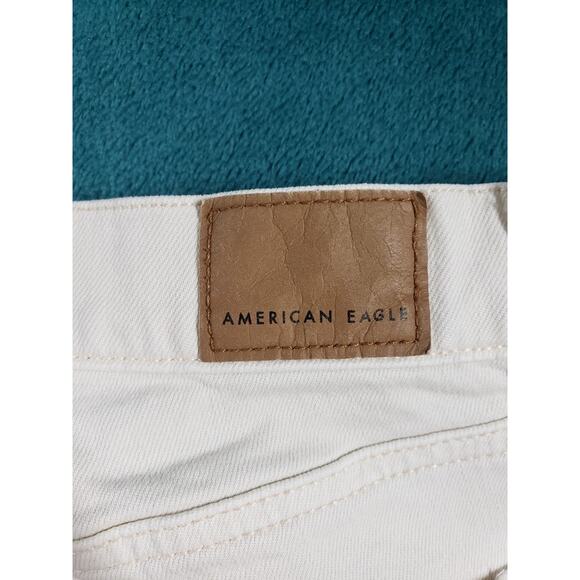 American Eagle Jeans Size 4 Womens White Stretch Pants Baggy Wide Leg Stove Pipe - Picture 13 of 14